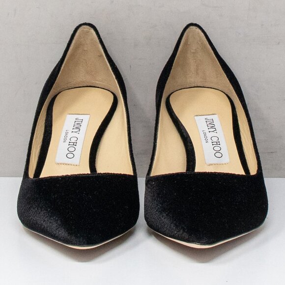 Jimmy Choo Romy 60 Lizard Printed Black Velvet Heels - Picture 6 of 7